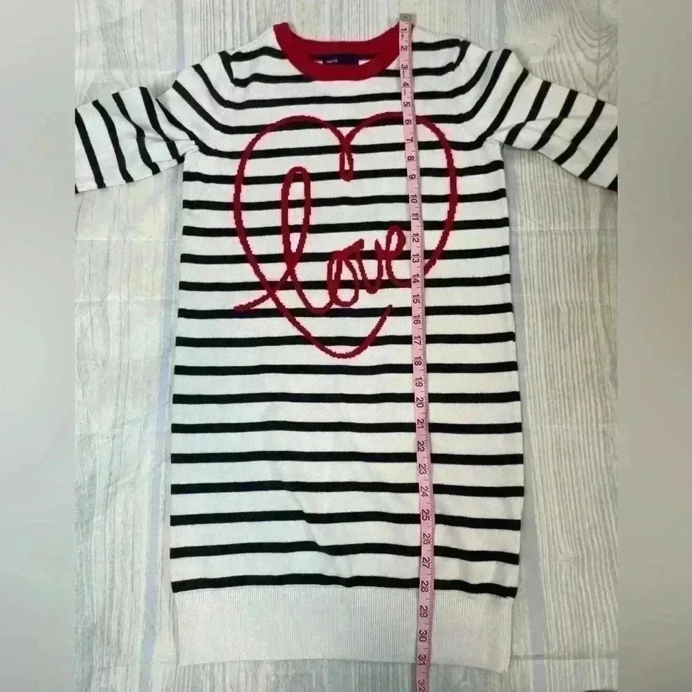 GAP Kids XXL 14/16 HEART‎ Long Sleeve Knit Sweater Dress Striped Valentine’s Day